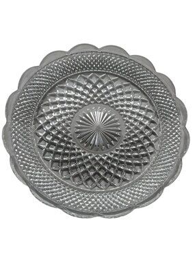 Unbranded Clear Wexford-Pattern Serving Platter w/Cupped Edge 14" Diameter